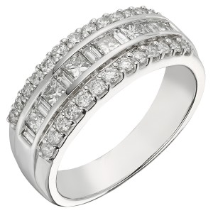 1 CT Princess and Baguette Diamond Ring