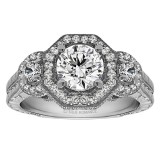 Round Cut Halo Diamond Vintage Semi Mount Engagement Ring