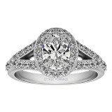 Oval Cut Split Shank Halo Diamond Semi Mount Engagement Ring