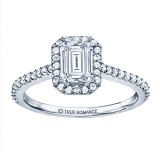 Rm1309e-14k White Gold Emerald Cut Halo Diamond Semi Mount Engagement Ring