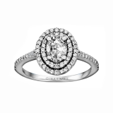 Oval Cut Double Halo Diamond Semi Mount Engagement Ring