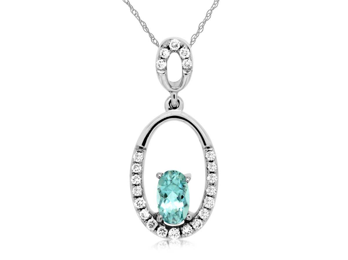 Diamond & Aquamarine Pendant - 378-WC6485Q