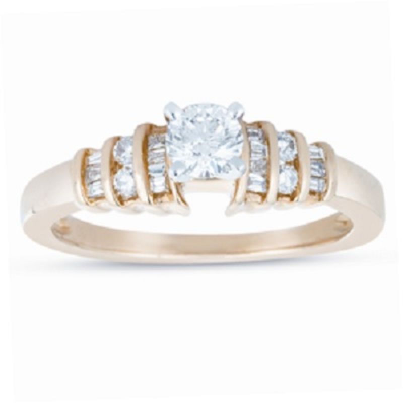 Yellow Gold and 1/3 Carat Baguette and Round Diamond Wedding Band 157X99262